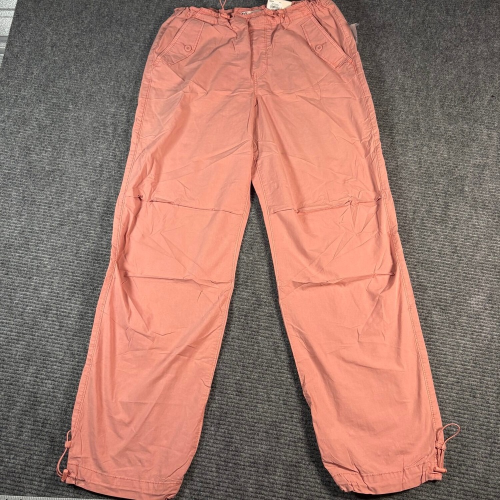 SO Parachute Jogger Womens L Pink NWT High Rise Cotton Bungee Hem Utility Pants
